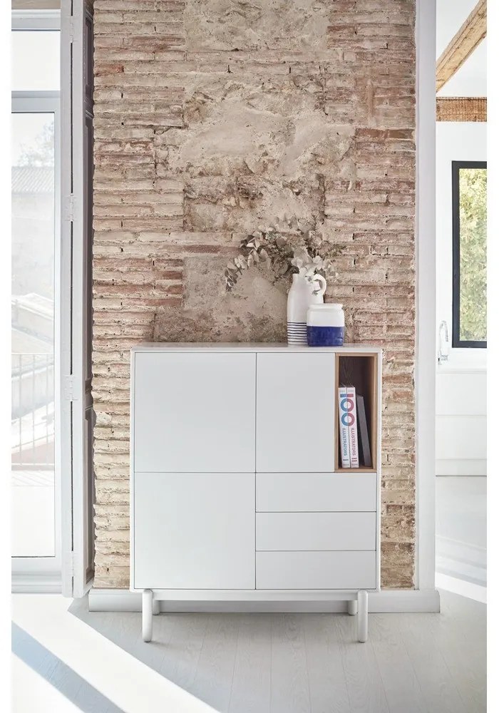 Cassettiera color crema 100x120x40 cm Corvo – Teulat