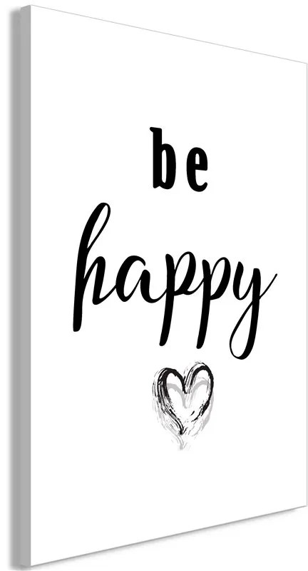 Quadro Be Happy (1 Part) Vertical  Colore bianco e nero, Dimensioni e Misure 40x60