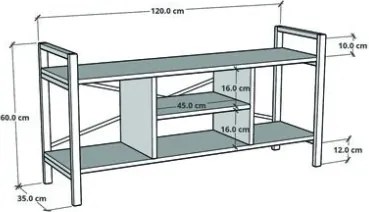 Mobile Porta TV Stile Industrial 120x35x60 Con Vani A Giorno Cult Rovere