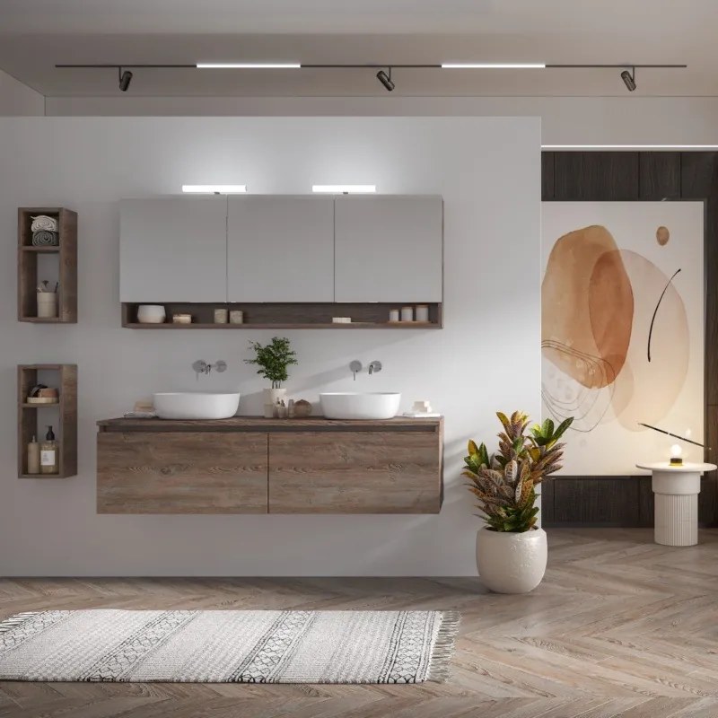 Mobile bagno sospeso 155 cm con doppio cassetto SP-155P - KAMALU