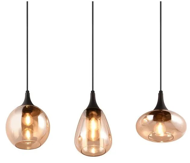 Lampada a sospensione nero-arancio con paralume in vetro Lumina - Trio