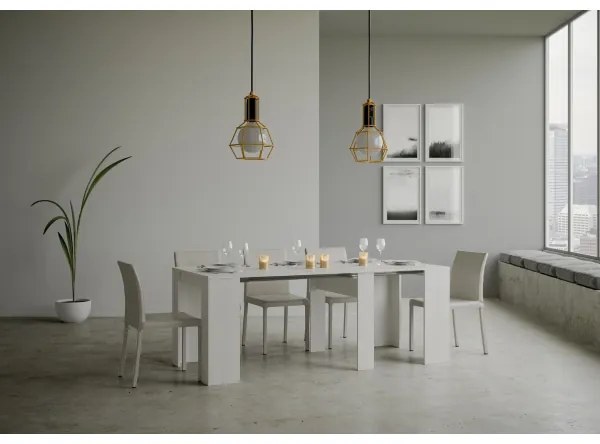 Consolle 90x48 cm allungabile a 204 cm BASIC SMALL Bianco Frassino