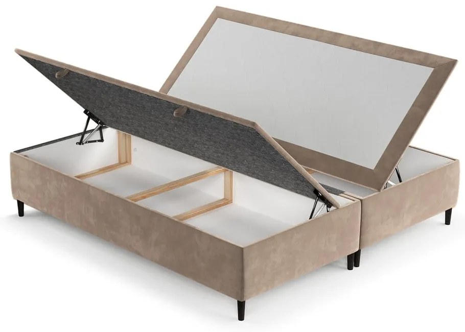 Letto matrimoniale imbottito beige con contenitore 140x200 cm Tate - Maison de Rêve