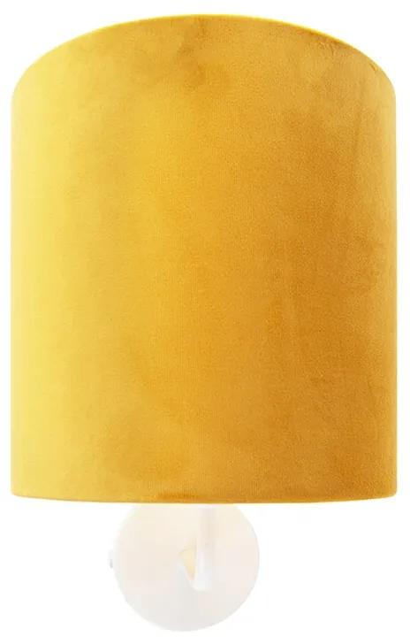 Applique vintage bianco paralume velluto giallo - MATT