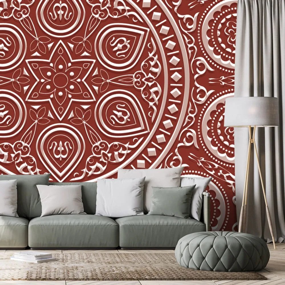 Carta da parati – Mandala etnica delicata in bordeaux