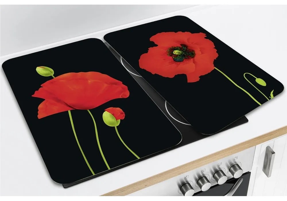 Set di 2 coperchi per stufe in vetro temperato 52x30 cm Poppy - Maximex