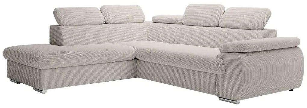 Divano letto in Velluto a coste Beige - Angolo a sinistra - FABIEN