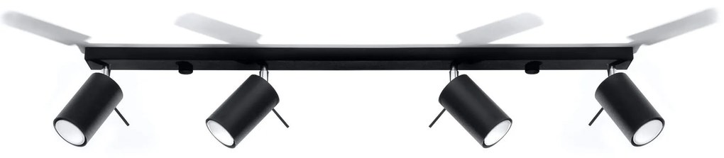 Plafoniera da Soffitto in Acciaio 4xGU10 RING 4L Orientabile Nera