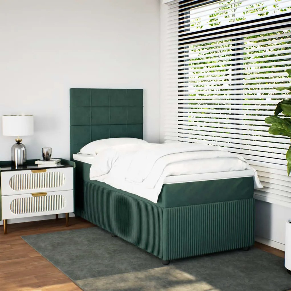 Giroletto a molle con materasso verde scuro 90x190 cm velluto