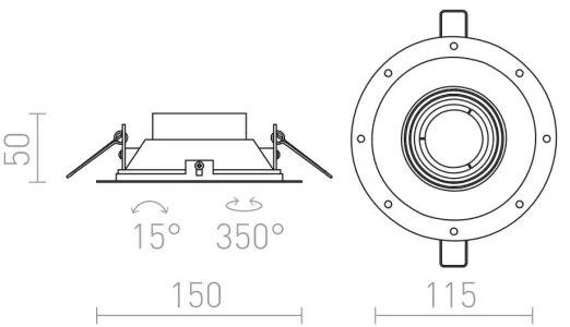 RED- Design Rendl - R12046 - Faretto da incasso IPSO 1xGU10/50W/230V