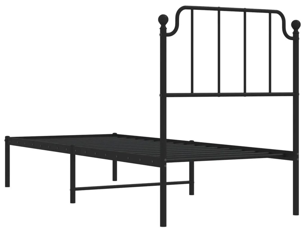 Giroletto con Testiera in Metallo Nero 75x190 cm