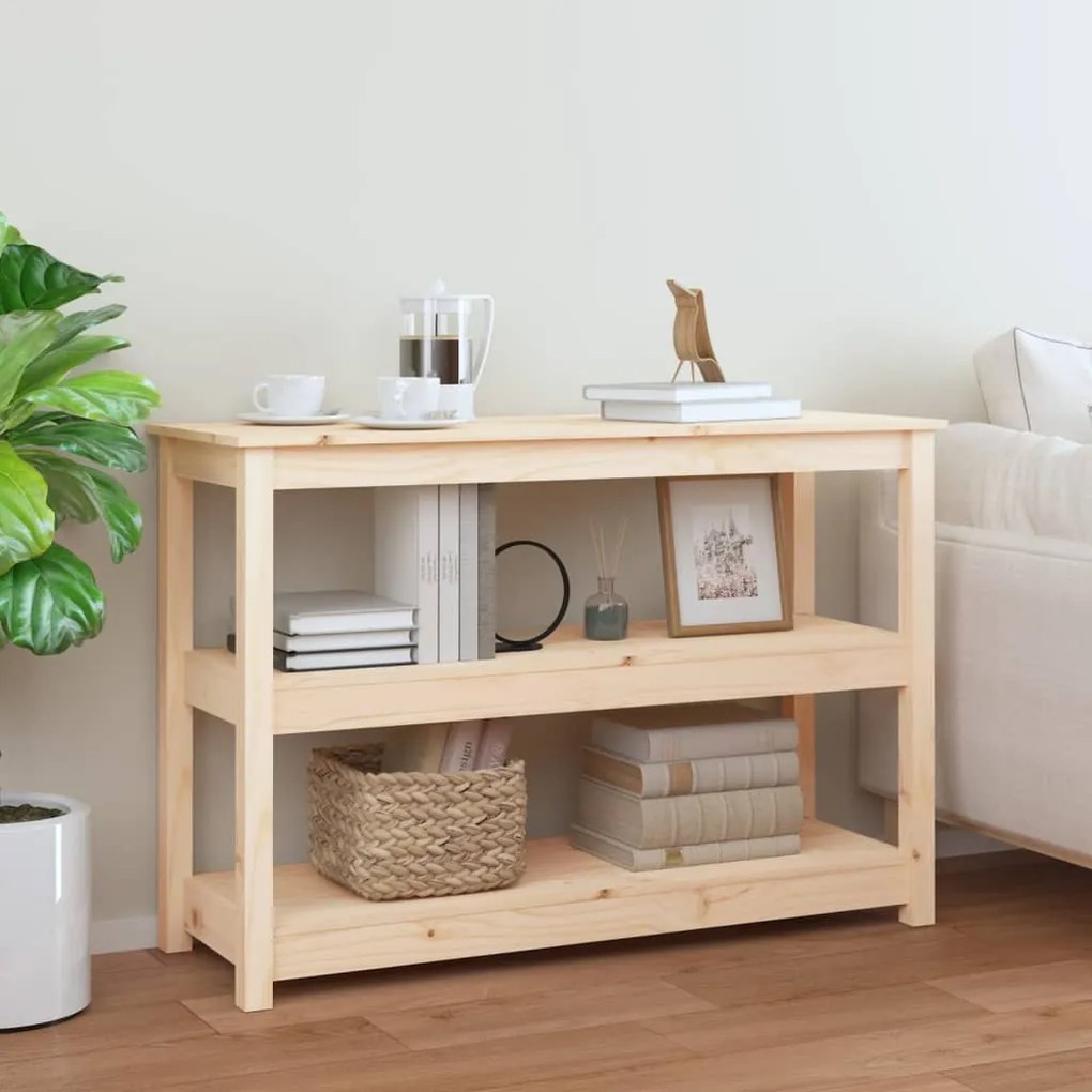 Tavolo Consolle 110x40x74 Cm İn Legno Massello Di Pino /
