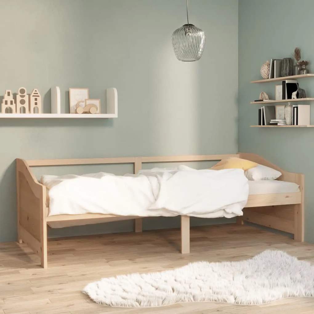 Divano Letto A 3 Posti İn Legno Massello Di Pino 90x200cm /