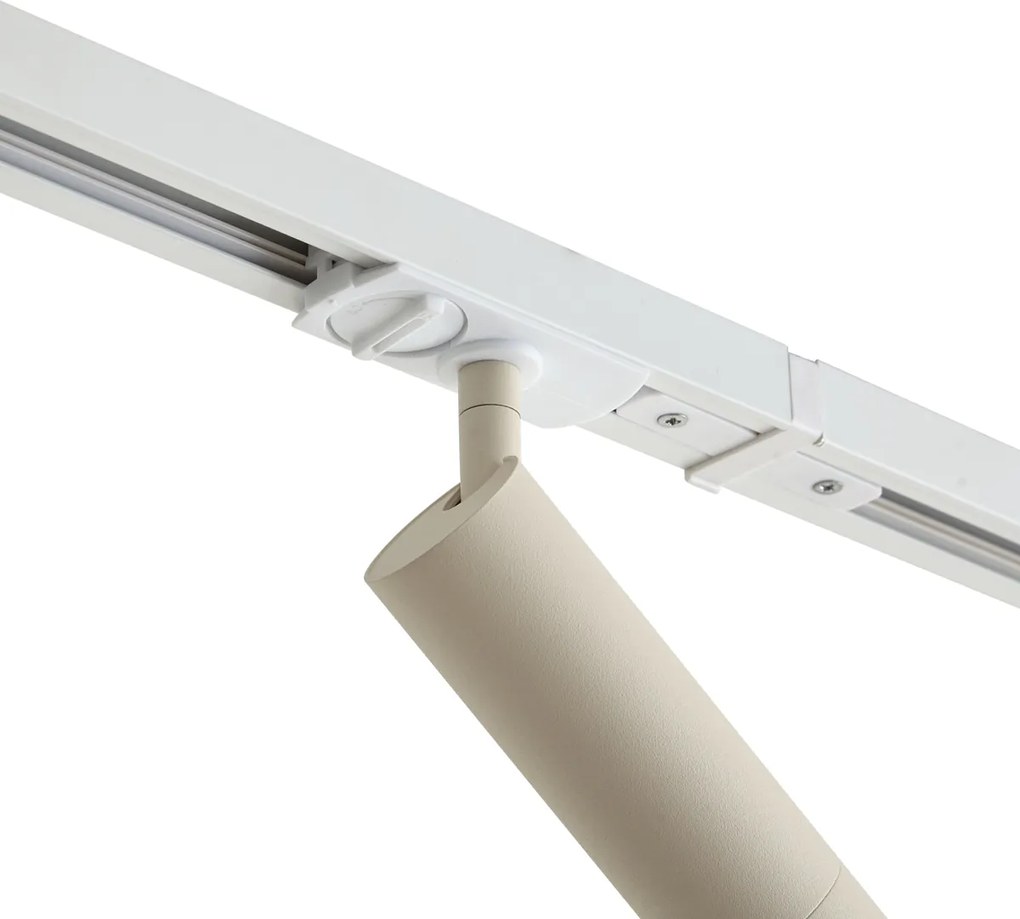 Sistema di illuminazione a binario moderno con 3 faretti bianco e beige monofase GU10 35mm - Iconic Jeana Luxe