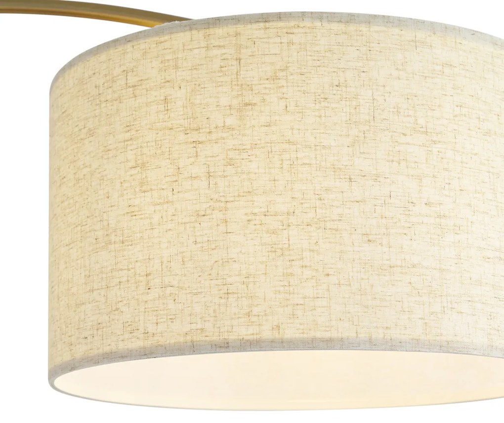 Lampada ad arco moderna ottone con paralume beige - Vinossa