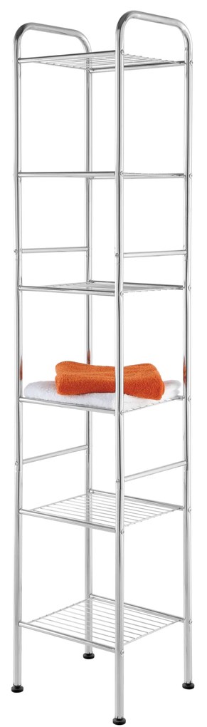 Scaffale Da Bagno Salvaspazio 170 Cm Sei Ripiani Feridras Cromo Lucido