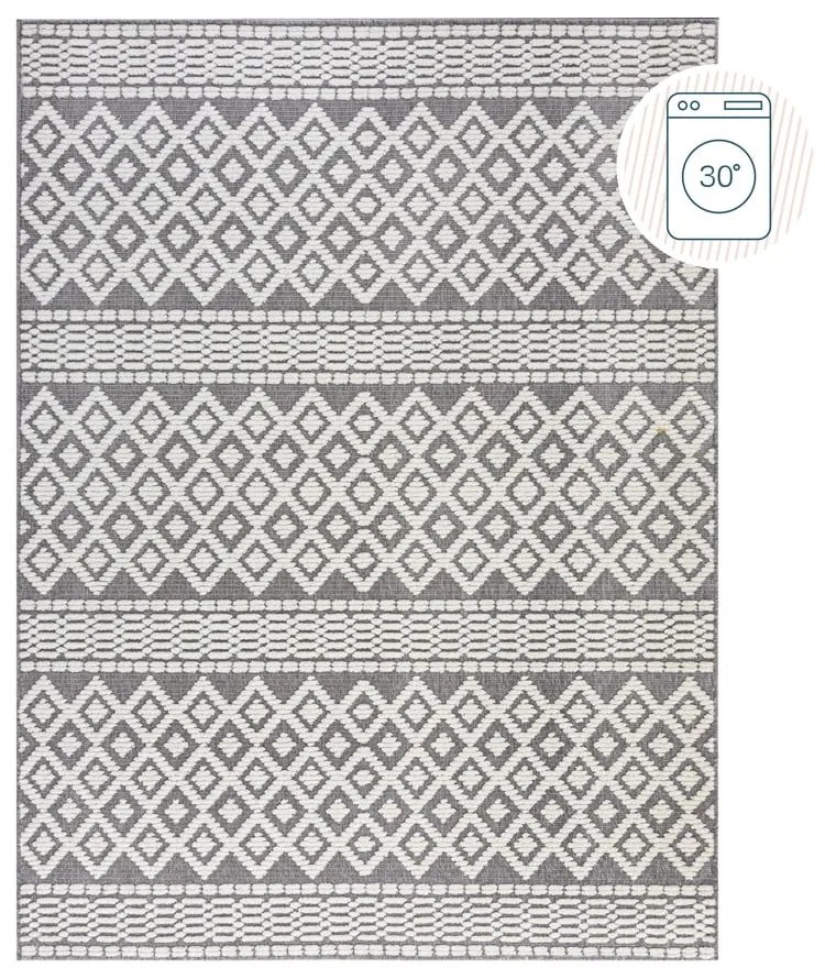 Tappeto in ciniglia lavabile grigio 80x160 cm Jhansi - Flair Rugs