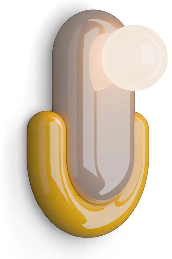 Applique Deco Eclair Ceramica Grigio Sabbia Giallo 1 Luce G9