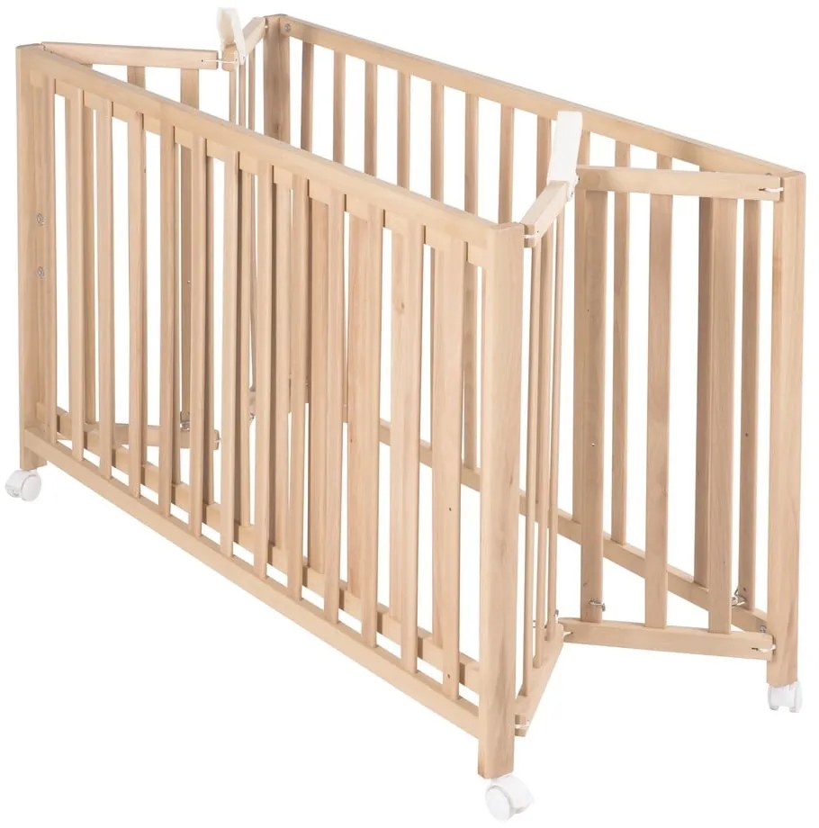 Lettino pieghevole su ruote in colore naturale 60x120 cm Fold up - Roba