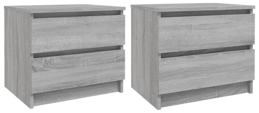 Comodini grigio sonoma 2 pz 50x39x43,5 cm in legno multistrato