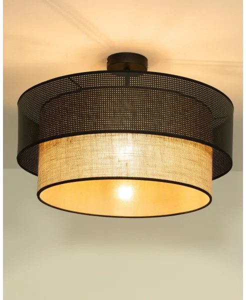 Lampadario a plafone BORHO 1xE27/60W/230V Ø 50 cm nero/iuta