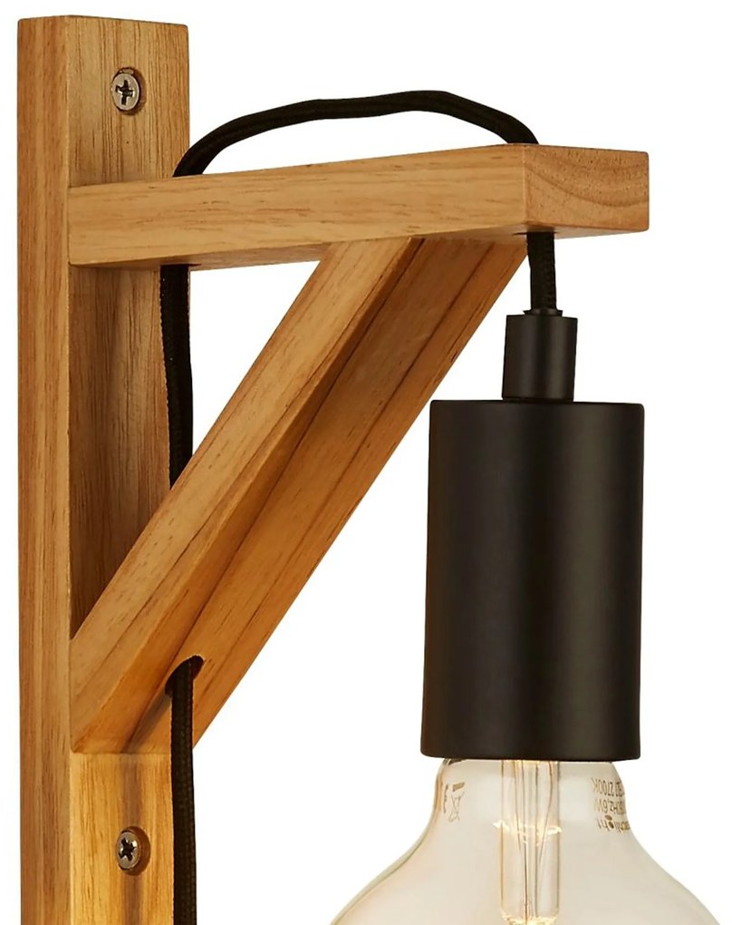 Applique Industrial-Nordico Tribeca Acciaio Marrone Legno Nero 1 Luce E27