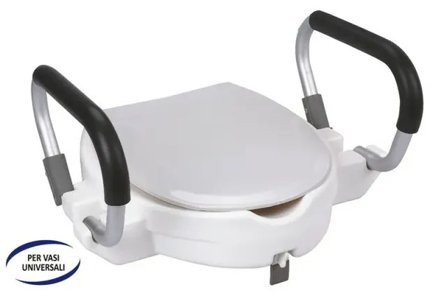 Rialzo wc regolabile con maniglioni antiscivolo e copriwc universale
