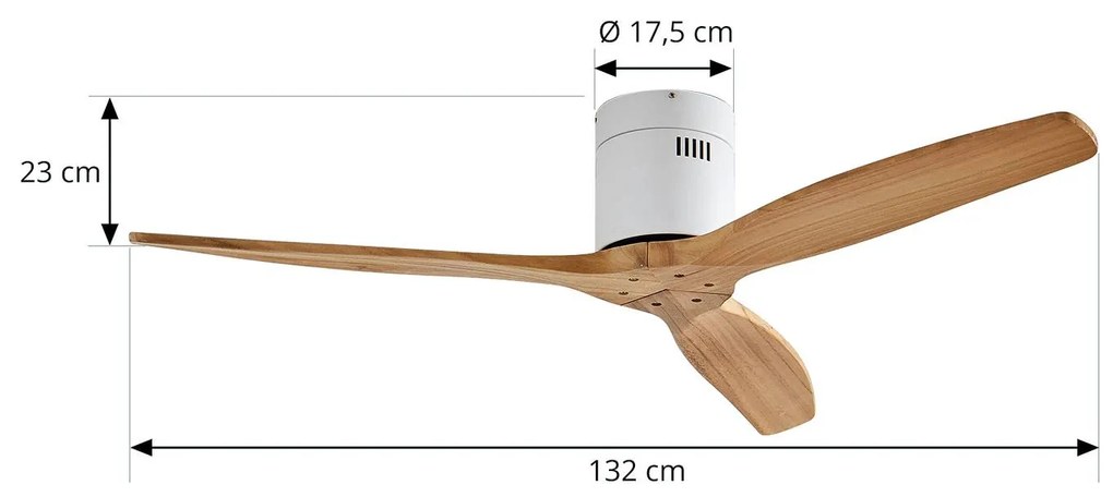 Lucande ventilatore da soffitto Vindur, bianco/legno, DC, silenzioso Vindur, Bianco / Opale, Camera da letto, Metallo, Moderno
