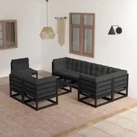 Set Divani da Giardino 9 pz con Cuscini Legno Massello di Pino cod mxl 39642