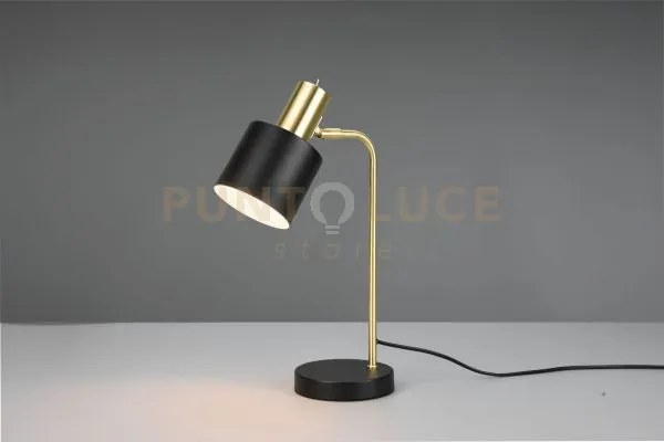 Adam lampada da tavolo metallo ottone satinato e nero h. 43,5cm 1 l...