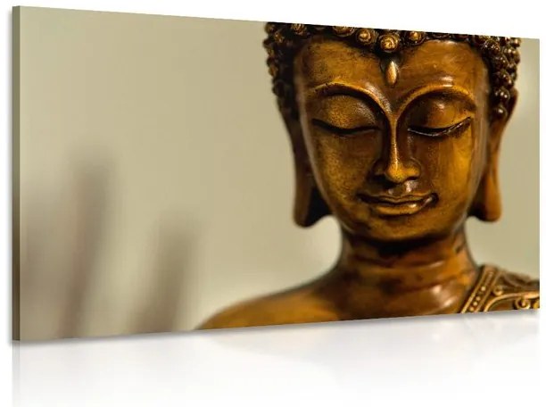 Quadro su tela – Testa di Buddha in bronzo