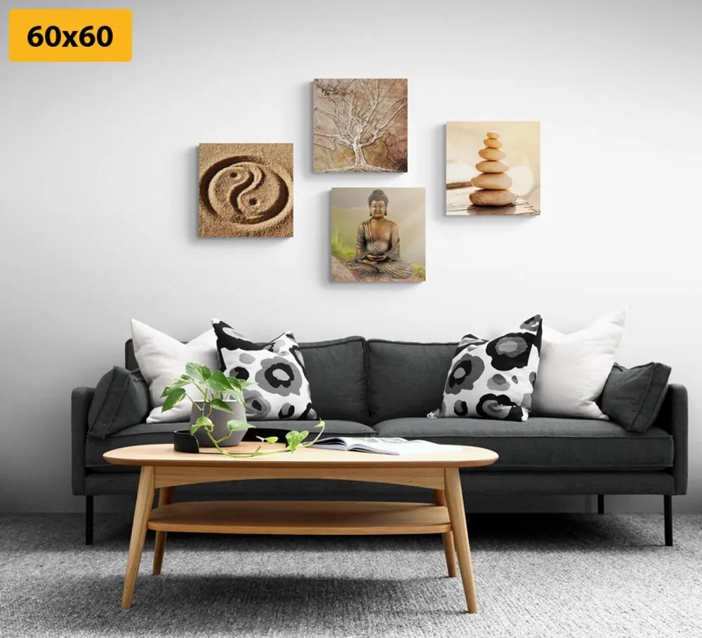 Set di quadri – Feng Shui in tonalità beige