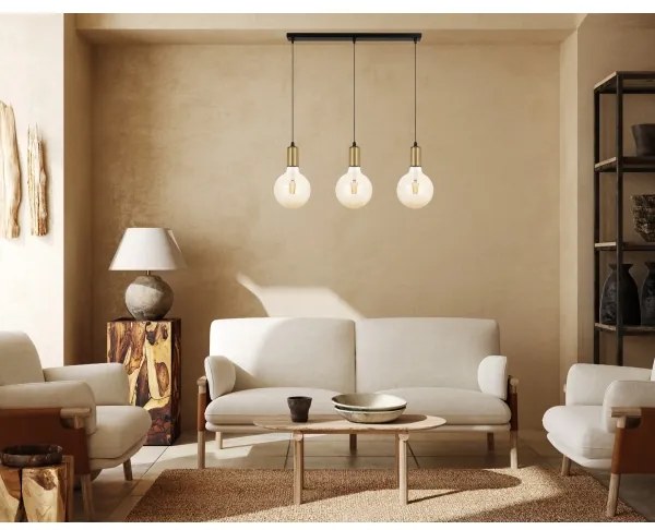 Lampadario a sospensione con filo MIROS 3xE27/60W/230V nero/oro