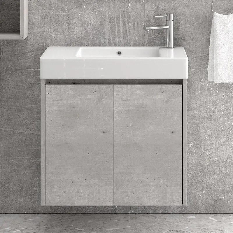 Mobile bagno 70 cm sospeso lavabo incasso e due ante MN-70C - KAMALU
