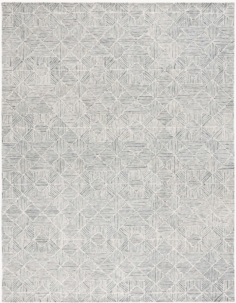 Tappeto in lana a pelo basso tuftato a mano Azure