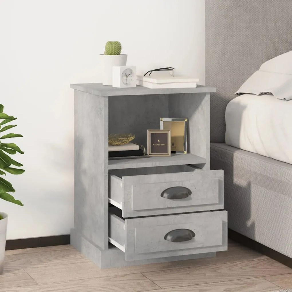 Comodini 2 Pz Grigio Cemento 43x36x60 Cm /