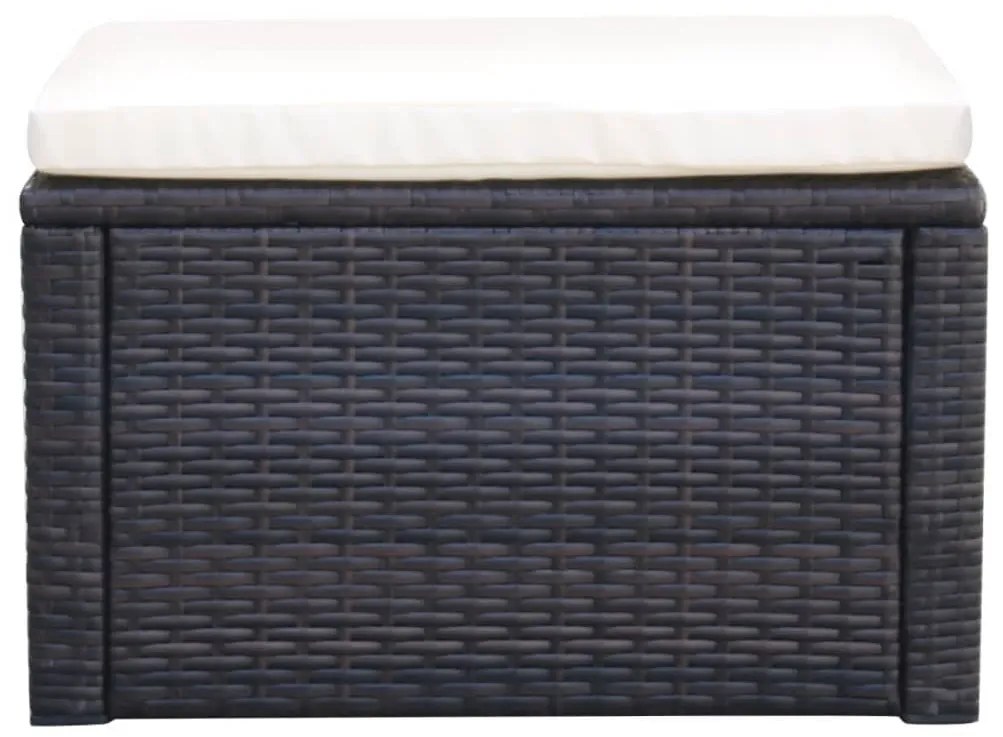 Poggiapiedi ottomana in polyrattan 53x53x30 cm marrone