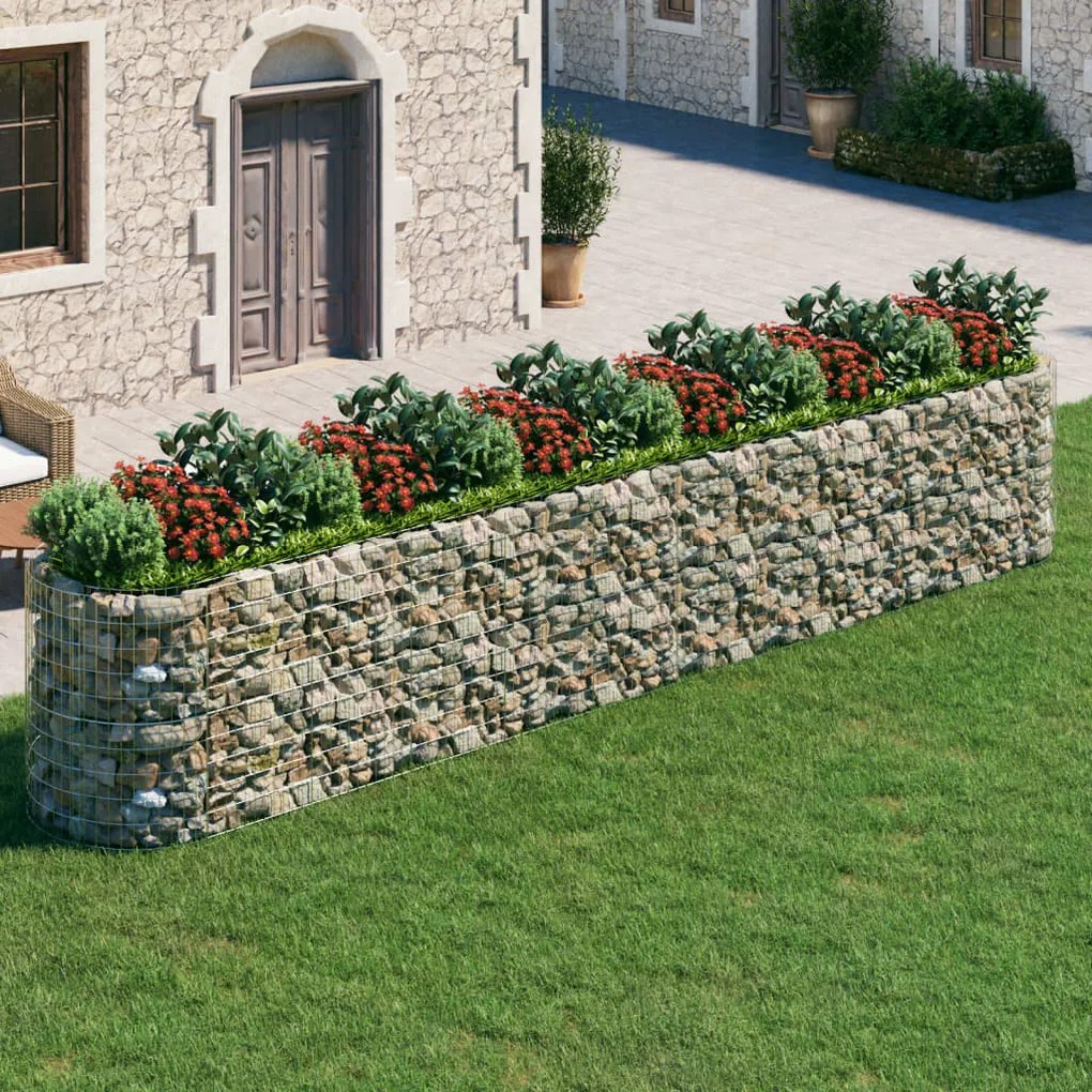 Gabbione Con Letto Rialzato İn Ferro Zincato 600x100x100 Cm /