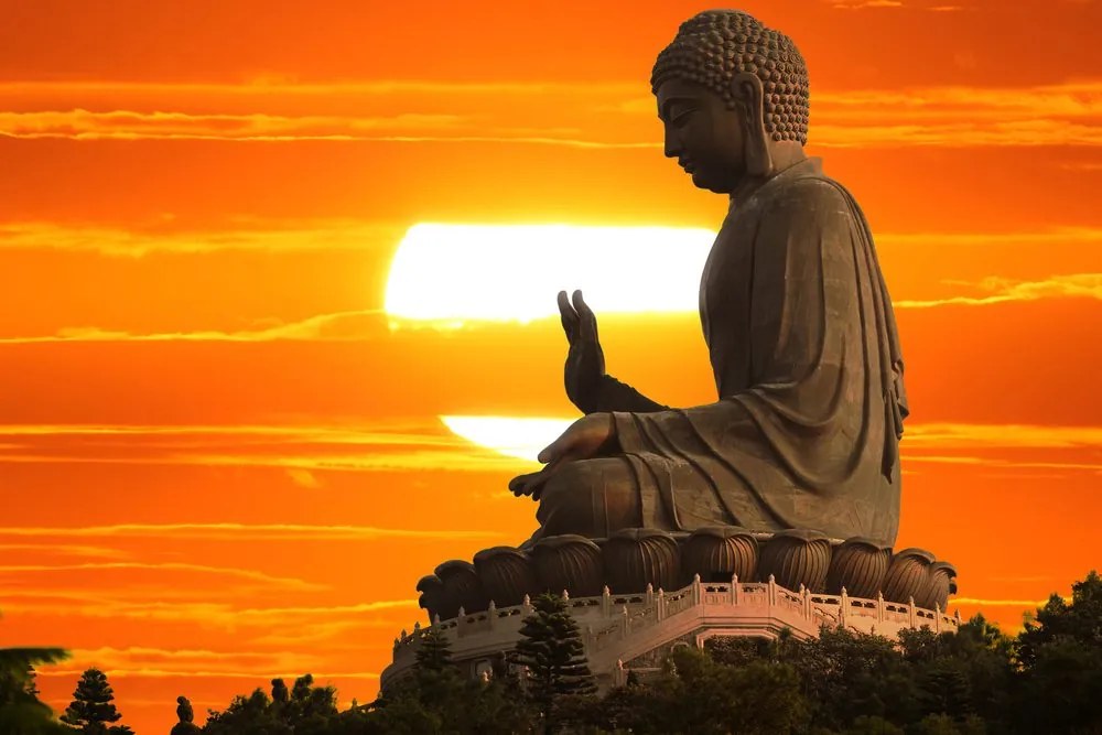 Quadro su tela – Statua di Buddha al tramonto