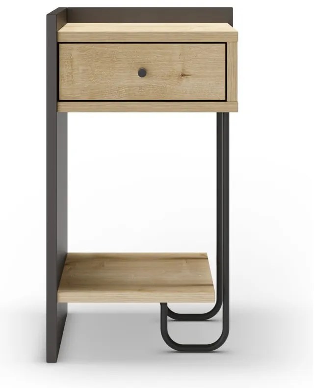 Comodino in rovere nero/naturale con ripiani Mercure - Marckeric