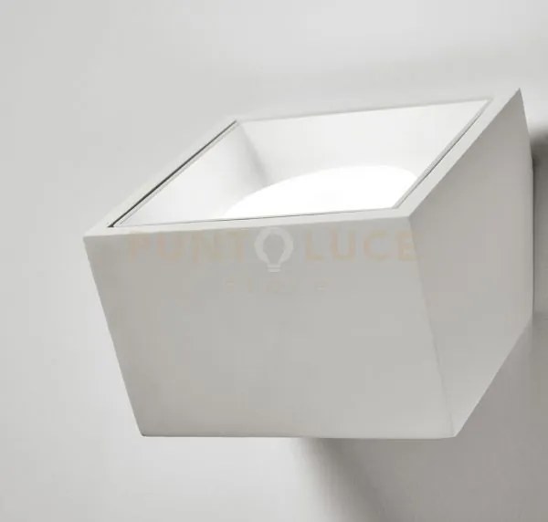 Nasso applique da parete 1 luce quadrata bianco in gesso