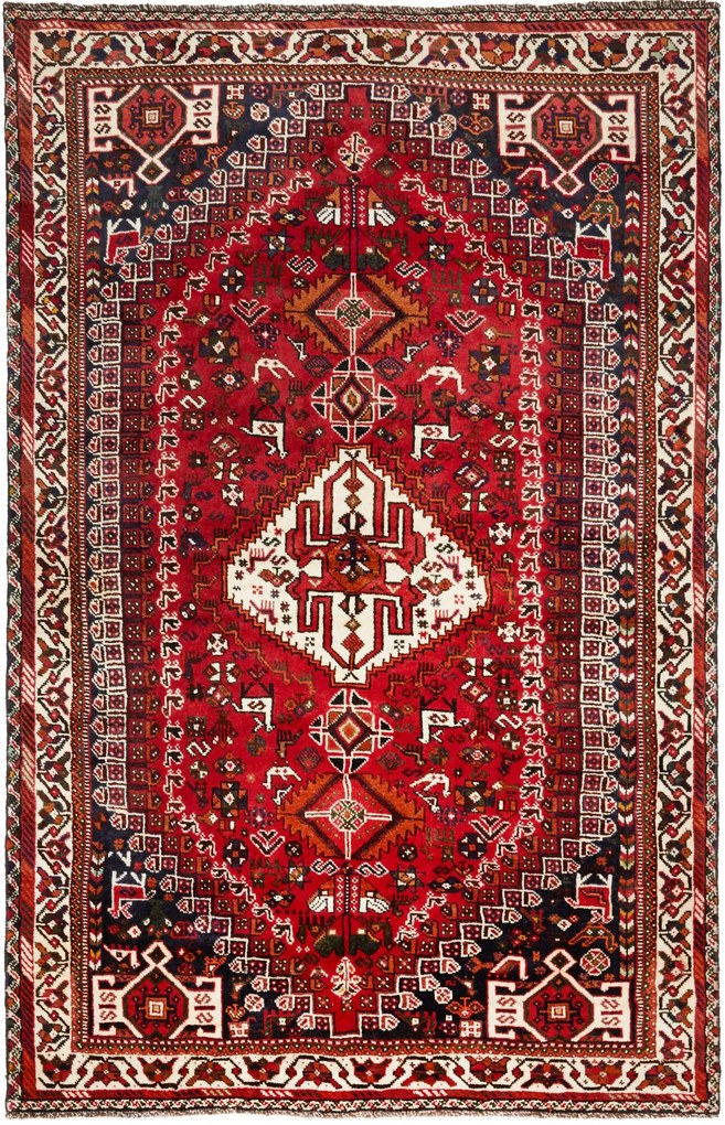 Shiraz Tappeto persiano 160 x 250 Rosso (Iran) Annodato A Mano
