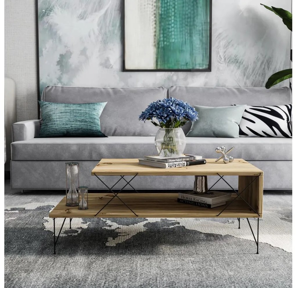 Tavolino LOIRE 40x100 cm beige/nero