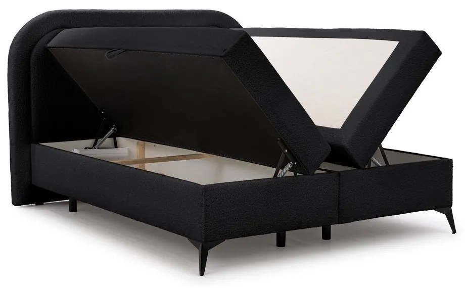 Letto boxspring nero con contenitore 180x200 cm Ornes – Ropez