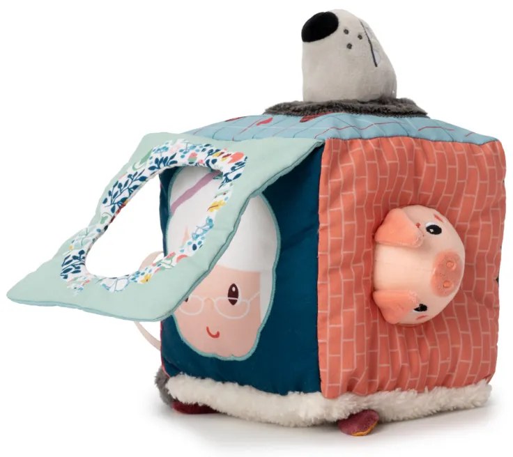 Lilliputiens - Cubo tessile per le attività - Lupo Louis