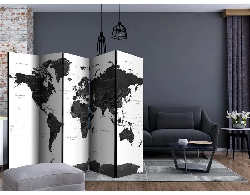 Paravento  Black and White Map II [Room Dividers]  Colore ---, Dimensioni e Misure 225x172