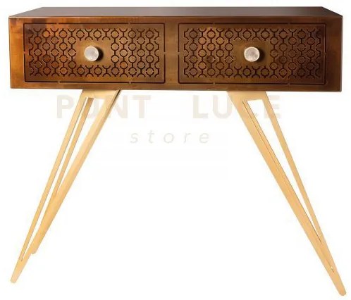 Consolle mayfair grande caramello e oro trasparente in ferro, ferro...