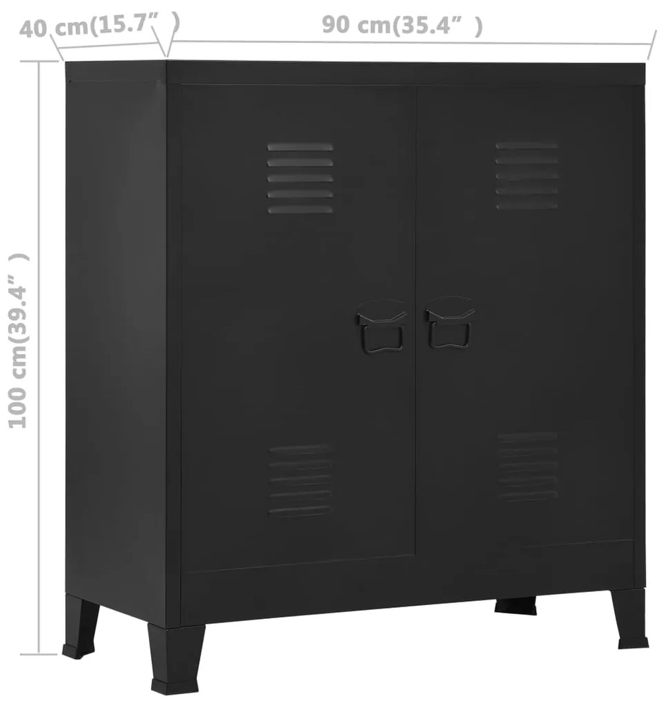 Armadio Classificatore Industriale Nero 90x40x100 cm in Acciaio