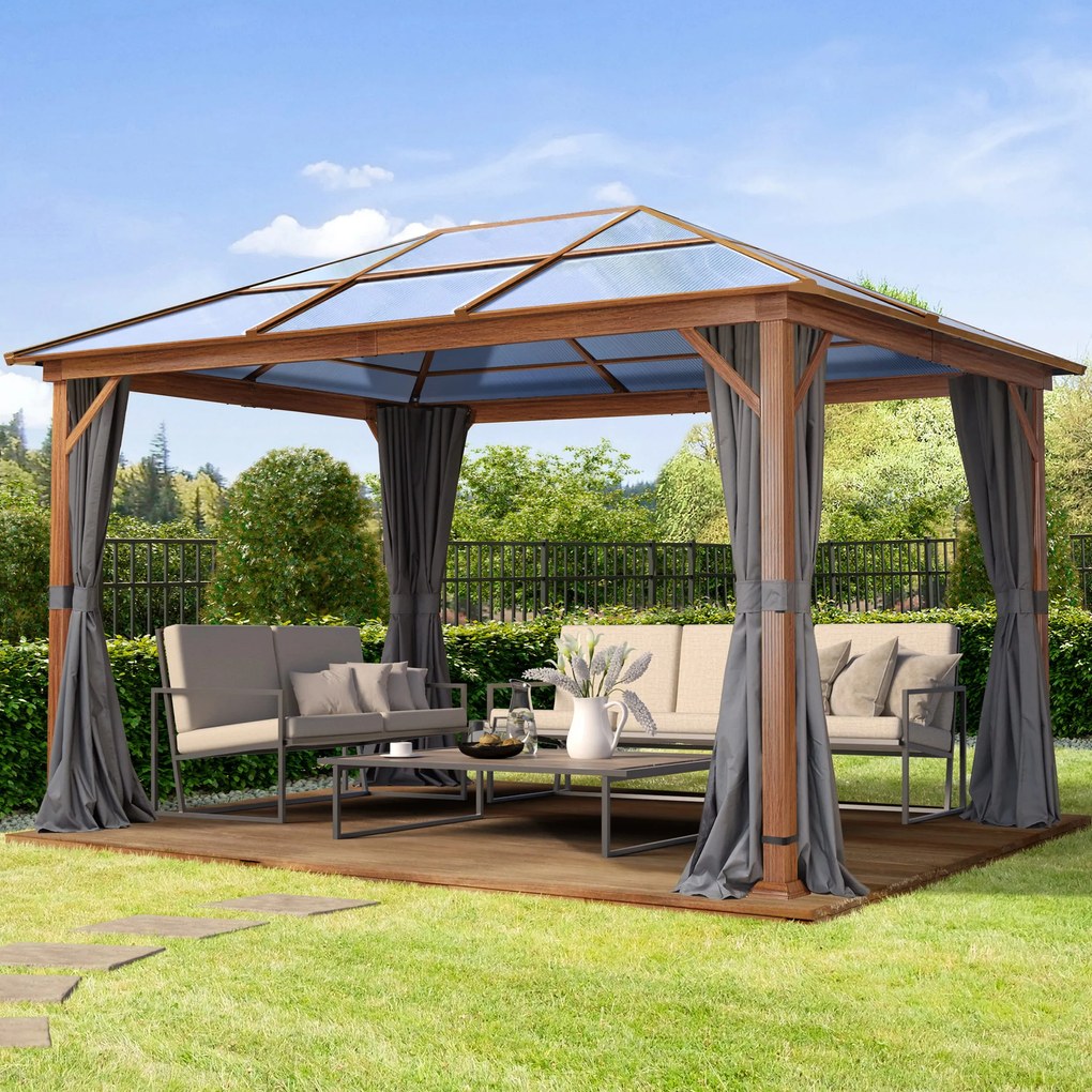 TOOLPORT Gazebo da giardino Hardtop Forest Deluxe loft grigio, 3x4 m, look rovere - (300192)