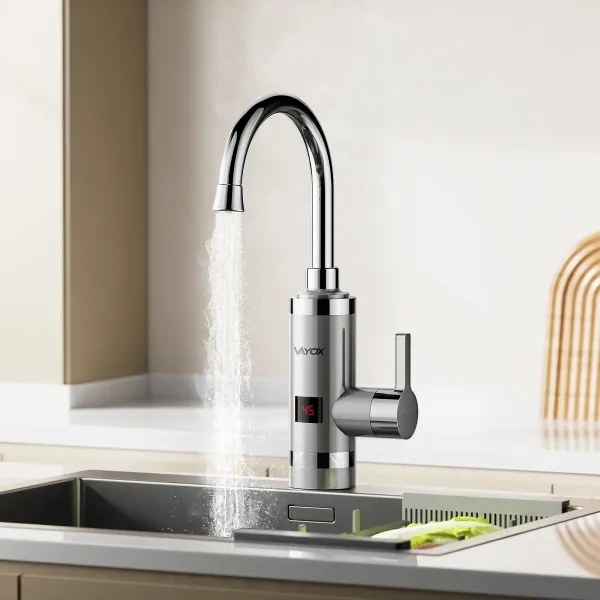 Scaldabagno istantaneo con LED display 3000W/230V IPX4 acciaio inossidabile